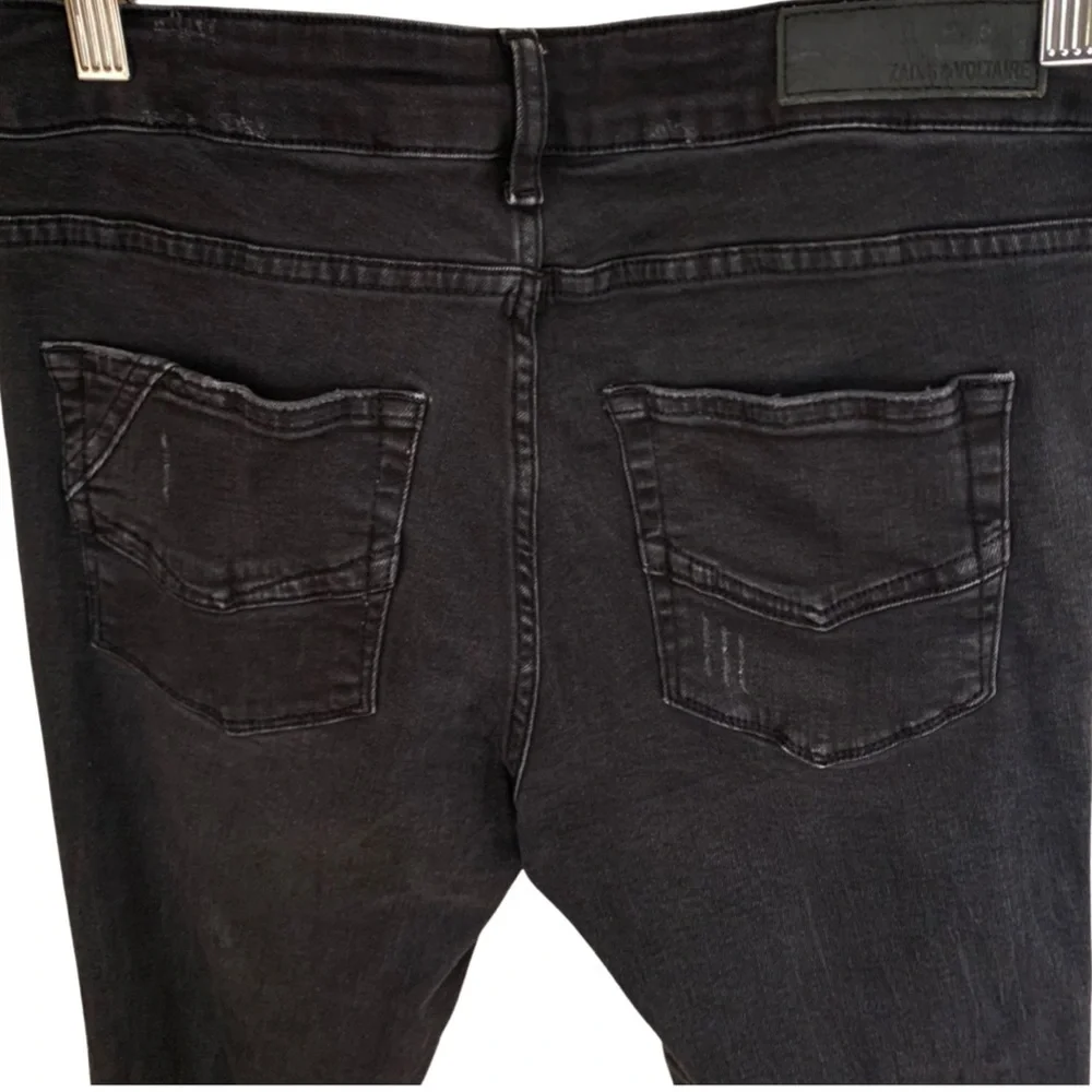 ZADIG & VOLTAIRE Eva Gris Destroy Deluxe Black Skinny Jeans Size 26 - Picture 10 of 16